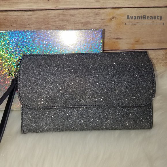 kate spade lola wristlet wallet glitter dusk navy - Picture 4 of 13